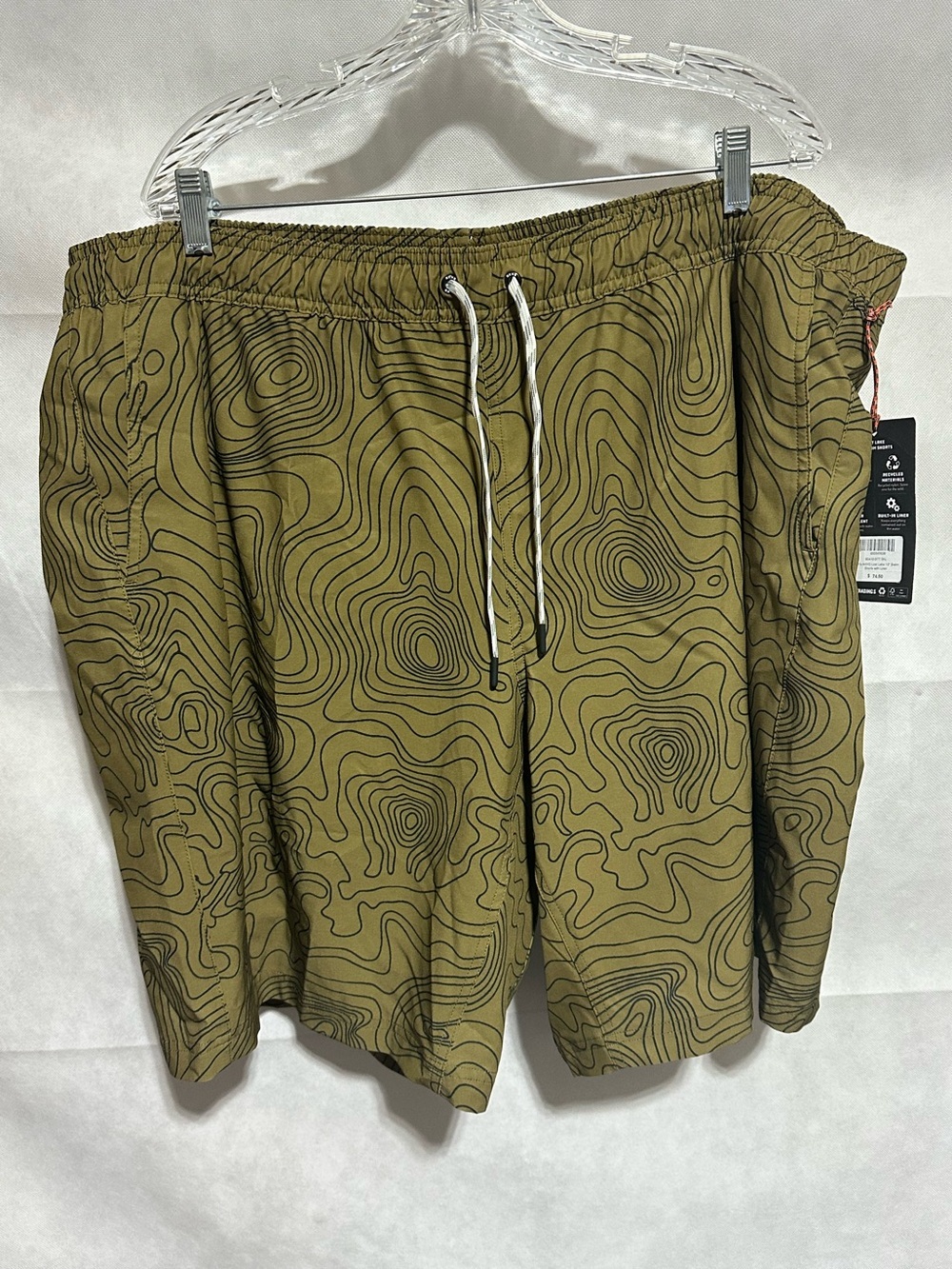 NEW Alaskan Hardgear Lost Lake Swim Short Mens 3XL Green Topographic Print Lined